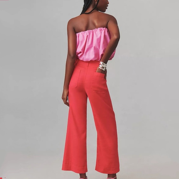 Anthropologie The Colette Cropped Wide-Leg Pants Linen Edition - Picture 4 of 6